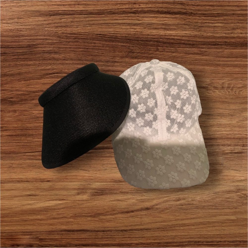 Black and White Floral Lace Cap and Visor